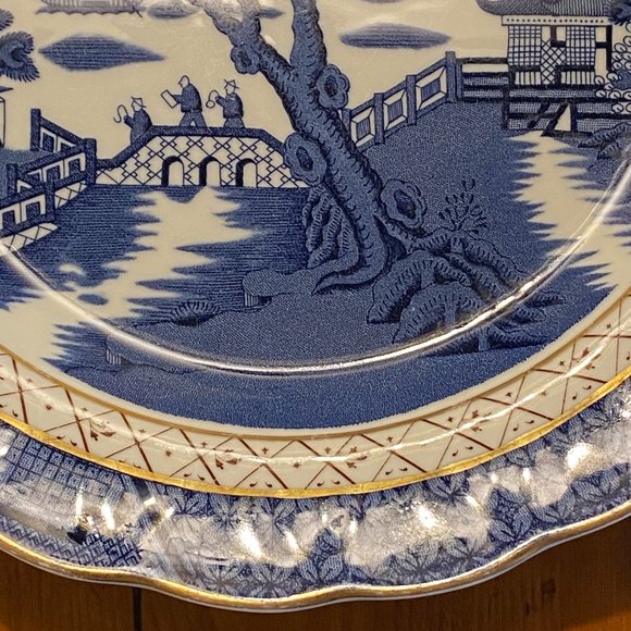 Booths REAL OLD WILLOW Blue & White Transferware Dinner Plate - Picture 4 of 9